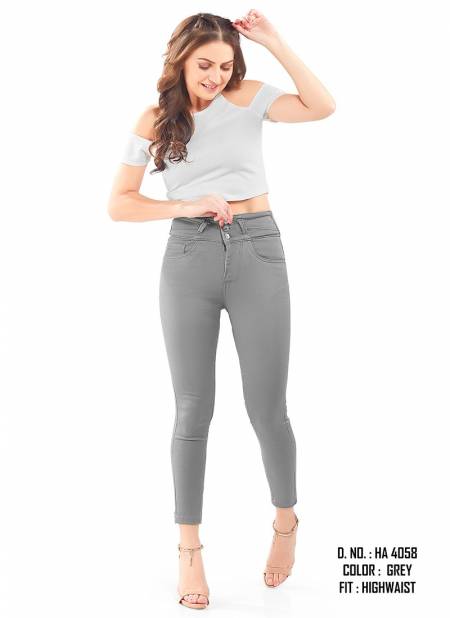 New Stylish Fancy Wear Ankle Fit Hightwaist Pant Collection HA 4058 D Gray